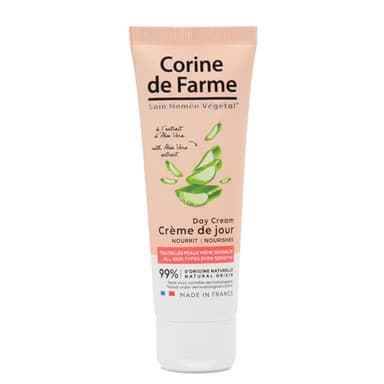 Corine de Farme - Crème de Jour à l’Extrait d’Aloé Vera - Hydrate, Nourrit, Apaise - Tout Type de Peau - 99% d’Ingrédients d’Origine Naturelle - Soin du Visage de Fabrication Française - 50 ml
