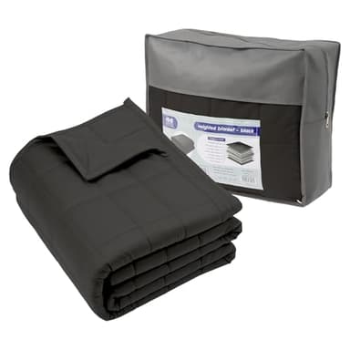 Harbour Housewares Couverture Lestée avec Sac de Rangement - 150 x 200cm - 8kg - Noir - 1x Lourd Adulte Coton Lit Couverture Jet avec des Perles de Verre | Construction à 7 Couches | Anxiété Thérapie