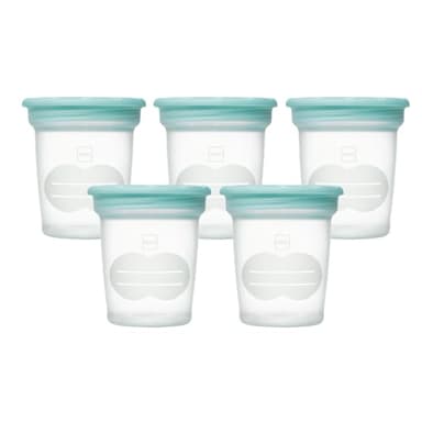 MAM | Pots de conservation – Lot de 5 pots de conservation (5 x 120 ml) – Récipients pour lait maternel et aliments bébé avec couvercle hermétique