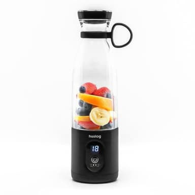 Huslog Blender Portable Sans Fil 315W, 580ml, 6 Lames Inox, Rechargeable USB-C/USB-A, Verrouillage de sécurité, Compact avec Poignée, Mixeur Smoothie pour Fruits, Glace, Shakes Protéinés, Noir