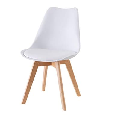 Baroni Home - Chaise de salle à manger ou bureau avec pieds en bois, chaise ergonomique avec coussin intégré, 50 x 48 x 82 cm, blanc