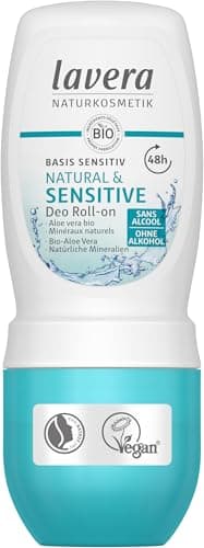 Lavera Deo Roll-On Basis Sensitiv - Natural & Sensitive - 0% sels d' aluminium - vegan - Protection déodorante fiable 48h - cosmétiques naturels -base d’aloe vera bio et de minéraux naturels - 50 ml