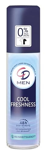 CD MEN Déodorant Atomiseur Cool Freshness 75 ml Déodorant sans sels d'aluminium Parfum frais Protection longue durée 24 heures Convient aux peaux sensibles Soin du corps végétalien