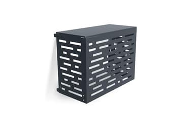 Casanoov Cache Climatisseur Exterieur Amaro Arlberg Taille S - 90 x 68 x 60 cm – Acier Gris Anthracite Motif Lignes – Protection Solide Élégante Design Unité Extérieure Pompe À Chaleur Durable