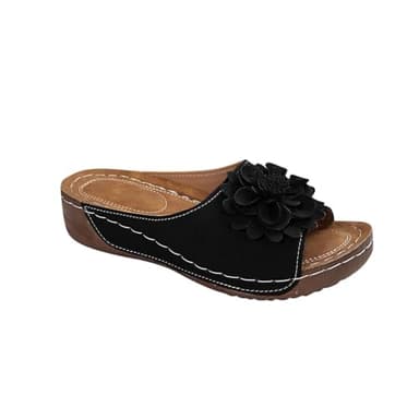 Sandales Femmes été Confortable Mules en Cuir pour Femme Sandale Mode Bout Ouvert Compensées Plateforme Pantoufles Premium Orthopédiques Sandales Chaussons de Plage d'été Taille Fête des Mères