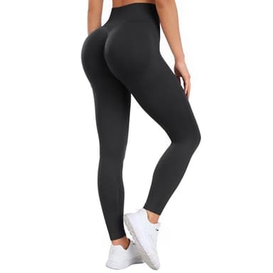 Ulknyss Legging de Sport Femme Push Up Butt Lift Leggings Fitness Taille Haute Pantalons de Yoga et Pilates pour Femme(Noir Foncé,M)