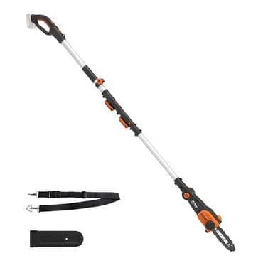 WORX Élagueuse Tronçonneuse sans Fil 20V WG349E.9, Guide de 20 cm, manche Télescopiqueavec hauteur de Coupe jusqu'à 3,6m, avec harnais et gaine de Lame, livrée sans Batterie ni Chargeur