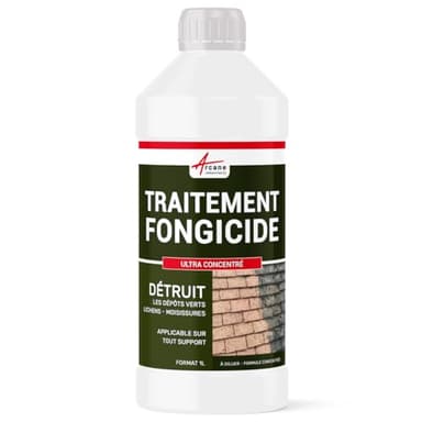Anti-mousse ultra concentré : fongicide, anti dépôt vert toiture, mur, façade, terrasse, élimine, algues et lichens, 1 L (jusqu'à 250 m²) - ARCANE INDUSTRIES