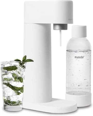 Mysoda: Machine à carboniser Woody en composite de bois renouvelable (sans cylindre CO2) avec bouteille en plastique sans BPA 1L - Blanc