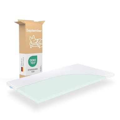 September Surmatelas Basique 70 x 190 x 6 cm – Moyen – Fabriqué en Allemagne – Certifié Oeko-Tex – Lavable à 60 °C – 70 x 190 cm