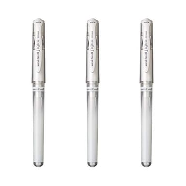 Mitsubishi Pencil - 3 Stylos Rollers Encre Gel - Uni-Ball Signo Broad Blanc - Pointe 1 mm - Écriture Large - Roller Créatif pour Carterie et Loisirs Créatifs