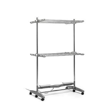 InnovaGoods Dryllon Étendoir Électrique Pliable - 12 Barres, Flux d’Air, Portable avec Roues, Acier/Acrylonitrile, Gris, 87x143.5x64.5 cm