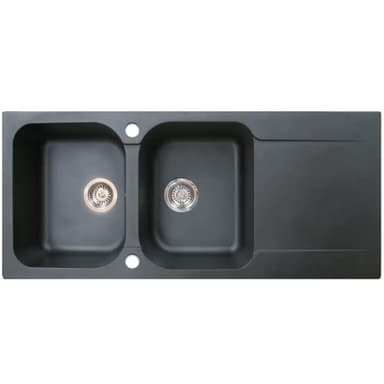 Essebagno Lisse évier réversible 2 cuves 1 égouttoir en résine noir
