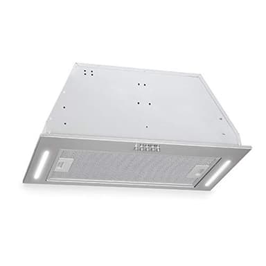 Klarstein Down Under Under, hotte aspirante, Encastré, 60cm, 590 m³/h d'air évacué, puissance moteur 190W en 3 niveaux, LED, acier inoxydable, 61 dB silencieux, kit de montage, Argent