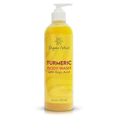 Gel Douche au Curcuma et Acide Kojique - 473 ml - Gel Douche Éclaircissant pour la Peau, Hydratant Doux en Profondeur, Aide à Éliminer les Taches Sombres, avec Beurre de Karité et Aloe Vera