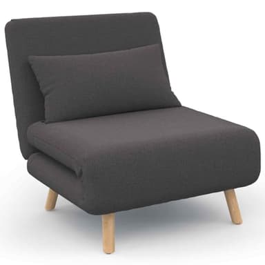 IDMarket - Fauteuil Convertible Romeo lit d'appoint 1 Place 80x190 cm Tissu Gris Anthracite