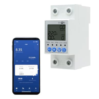 JOYELEC WIFI Compteur Intelligent d'Énergie Numérique Monophasé 2P 63A AC230V,Minuterie Interrupteur, Protection Contre Les Surtensions et Les sous-tensions, Mesure de puissance Voltmètre Ampèremètre