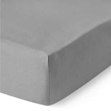 Amazon Basics Drap-Housse Deluxe pour Grand Lit, Satin de Coton 100% Extra-Doux, 400 Fils, Hauteur 30cm, Anti-Plis, 160 x 200 cm, Gris Foncé