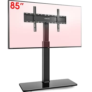 AOKCOS Support TV sur Pied Plus Haut 1,6m pour 43-85 Pouces,Pied pour TV Pivotant 50° Inclinable 12° Hauteur Réglable Max VESA 600x400mm Max Capacité 50 KG (Noir)
