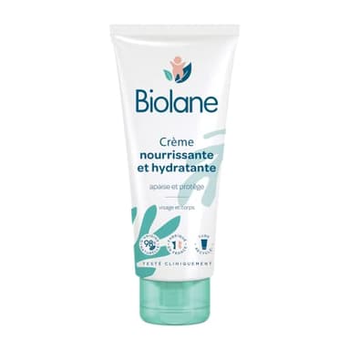 BIOLANE – Crème Nourrissante et Hydratante - Bébé - Visage et Corps - Apaise et Protège la peau - Ingrédients d'origine naturelle - 100 ml - Fabriqué en France