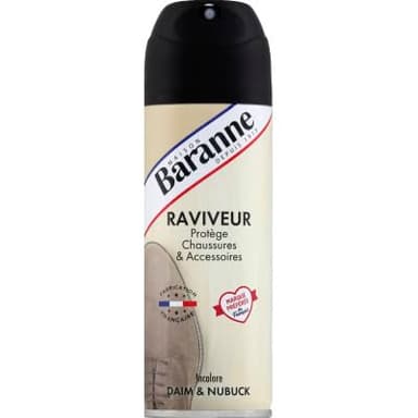 Baranne Aérosol Raviveur Daim Incolore | Protège, Ravive et Imperméabilise | Tous coloris | Chaussures et Accessoires Cuir | Nubuck | 200 mL