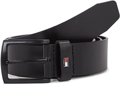 Tommy Hilfiger Ceinture Homme Denton Matte 3.5 Ceinture Cuir, Noir (Black), 80