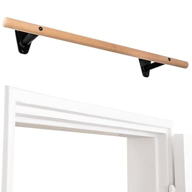 PULLUP & DIP Barre de traction en bois – Barre en hêtre à fixer au mur au-dessus d’un cadre de porte – Barre 40 mm pour tractions & renforcement de la prise – Barre de traction murale pour home gym
