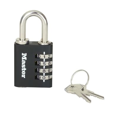 Master Lock 7641EURDBLK Cadenas à combinaison et clé de secours pour un usage intérieur, 78 x 40 x 16 mm
