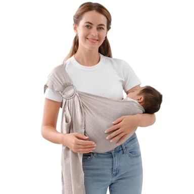 vrbabies Écharpe de transport pour bébé, porte-bébé nouveau-né à tout-petit, léger et respirant pour l'été, la natation, la piscine, la plage, poitrine avant grise (25,4 à 13,6 kg)