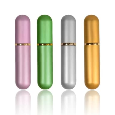 BCHKO 4 Sticks à Inhaler pour Huiles Essentielles, Tubes d'Huile Essentielle, Flacon d'Aromathérapie, Inhalateurs Nasaux, Tube de Parfum avec 4 Mèches en Coton (Noir/Argent/Or/Gris)