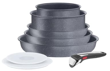 Tefal Ingenio Batterie de cuisine 8 p, Induction, Revêtement antiadhésif, Empilable, Poêles et casseroles + poignée amovible, Compatible lave-vaisselle, Fabriqué en France, Natural On L7669802