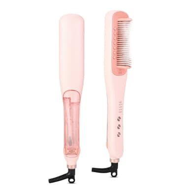 AraSyleon Brosse à Repasser à Cheveux à Vapeur, 4 Niveaux Température, Chauffage Rapide 30s, Plaques en Céramique Lisseur Vapeur, Design Sûr, Brosse à Lisser Vapeur pour Tous les Cheveux