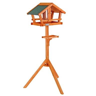 lionto Mangeoire pour Oiseaux en Bois avec Toit résistant, Support Stable, piquets et Bord Anti-gaspillage, idéale Toute l’année pour Jardin, terrasse ou Balcon