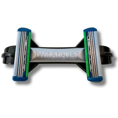 twinshaver rasoir pour crâne chauve + 4 lames de rechange, protection contre les coupures et 80% de gain de temps, corps & tête, rasoir sur zone humide (0mm) pour hommes et femmes (noir)