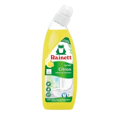 RAINETT - Produit WC Nettoyant Citron - Formule Gel - Nettoie & Fait Briller - Élimine Les Mauvaises Odeurs - Anti-Calcaire & Anti-Tartre - Flacon 100% Recyclé & Recyclable - Ecolabel - 750 ml