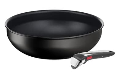 Tefal Ingenio Poêle Wok 28 cm + poignée amovible, Induction, Revêtement antiadhésif, Indicateur démarrage de cuisson, Empilable, Compatible lave-vaisselle, Fabriqué en France, Eco Resist On L7679102