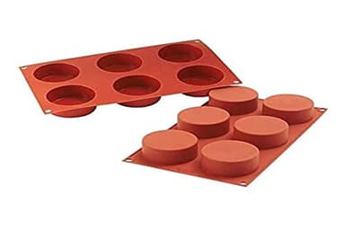 silikomart | SF127 Moule en silicone pour monoportions CYLINDRES, anti-adhérent, 6 cylindres, Lot de 1 Moule à gâteau, Ø 70 h 35 mm, Made in Italy