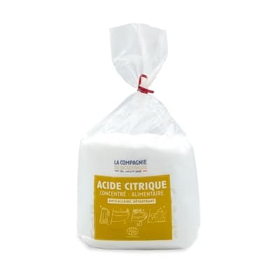 Acide Citrique - Sachet 1kg - Nettoyant Multi-Usages, Détartrage Naturel des Machines à Laver, Anti-Calcaire, Cuisine, Cosmétique- La Compagnie du Bicarbonate
