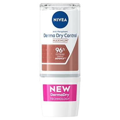 NIVEA Derma Control 96 h Déodorant bille (1 x 50 ml), Détranspirant contre la transpiration excessive, l’humidité et les odeurs, cliniquement approuvé, Déodorant femme à la formule brevetée