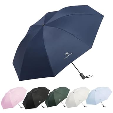 EEPLUYTY Parapluie de Poche à Ouverture et Fermeture Automatiques - Anti-UV, 8 Ombrelles Coupe-Vent, Léger et Solide