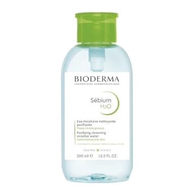 BIODERMA Sébium H2O – Eau micellaire dermatologique – Nettoie, démaquille et purifie – Limite la sécrétion de sébum – Peaux mixtes à grasses – Prescrite par des dermatologues – Flacon 500 ml