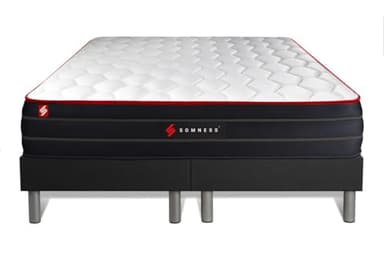 Ensemble Double sommier + Matelas Boost Ressorts ensachés et mémoire de Forme 200x200 | Epaisseur : 26 cm | Confort : Equilibré
