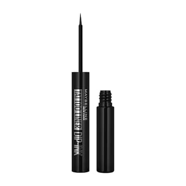 Maybelline New York - Eyeliner Liquide Waterproof - Couleur Intense Tenue Longue Durée 24H - Sans Transfert - Applicateur Feutre Précis - Tattoo Liner Dip Ink - Teinte : Black Tray (noir)