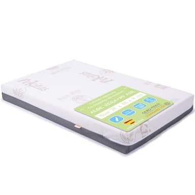 PEKITAS Matelas berceau hybride réversible, 48 x 78 cm, 8 cm d' épaisseur, housse amovible lavable, dureté ferme, respirant et anti-étouffement