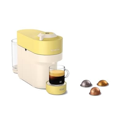 De'Longhi Nespresso Vertuo Pop - Machine à Café en Capsules, Technologie Centrifusion, 4 Tailles de Tasse, Set de 12 Capsules Inclus, Jaune Pastel (ENV90.LE)