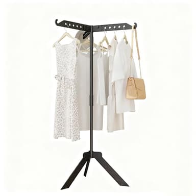 AISIR Etendoir à Linge Séchoir à Linge Pliable Intérieur et Extérieur, Rotation à 360° Sèche Linge avec 3 Bras de Crochet, Noir