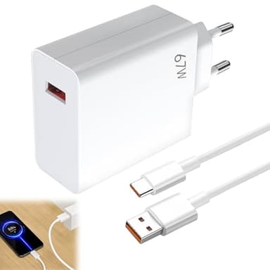 67W Chargeur Rapide pour Xiaomi, avec câble USB C de 1 m,Adaptateur 67W pour Xiaomi 14 13 12,Poco F7 F6, Redmi Turbo 4 3,Note 14 13 12 11 10,Peut être utilisé pour d'autres Marques