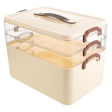 Healifty Boîte de Rangement pour Remède à 3 Niveaux avec Poignée – Grosse Capacité Plastique Crème – Organiseur Pharmacie Multi-Usages pour Domicile Bureau et Voyage