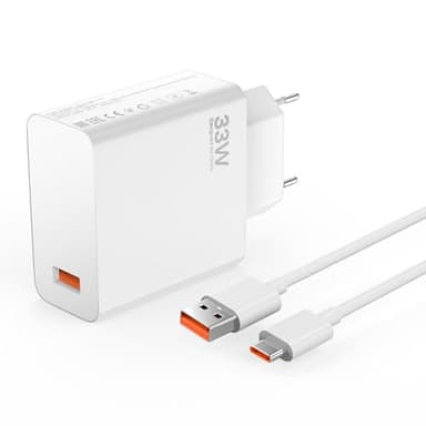 33W Chargeur Rapide pour Xiaomi Redmi 15 15C Note 14 13 12 11s 11 10s 10 4G/5G, 10/9/Pad Pro, Mi 10T 11i 11 Lite/NE, POCO M7 C85 M5s X5, M2/F2/X3/M4 Pro, Pad 5/6, avec câble de Charge 1.5M