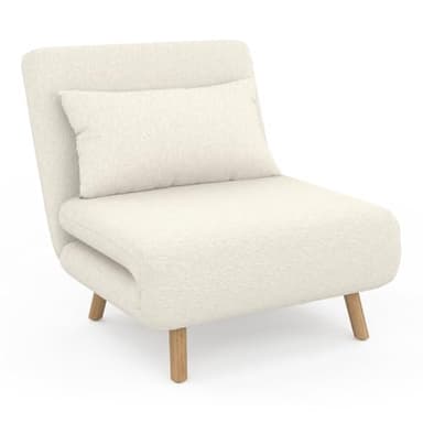 IDMarket - Fauteuil Convertible Romeo lit d'appoint 1 Place 80x190 cm Bouclette Blanc